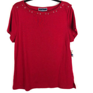 Karen Scott Red Top Neck Accents Stretch XL